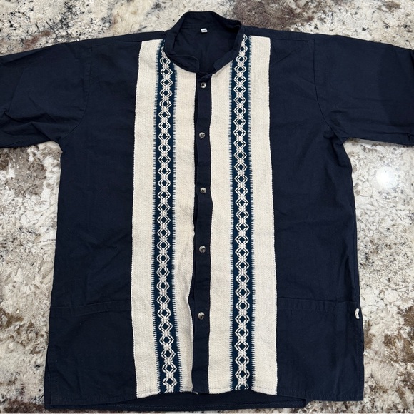 Men’s Blue and Cream Guayabera - Picture 1 of 3